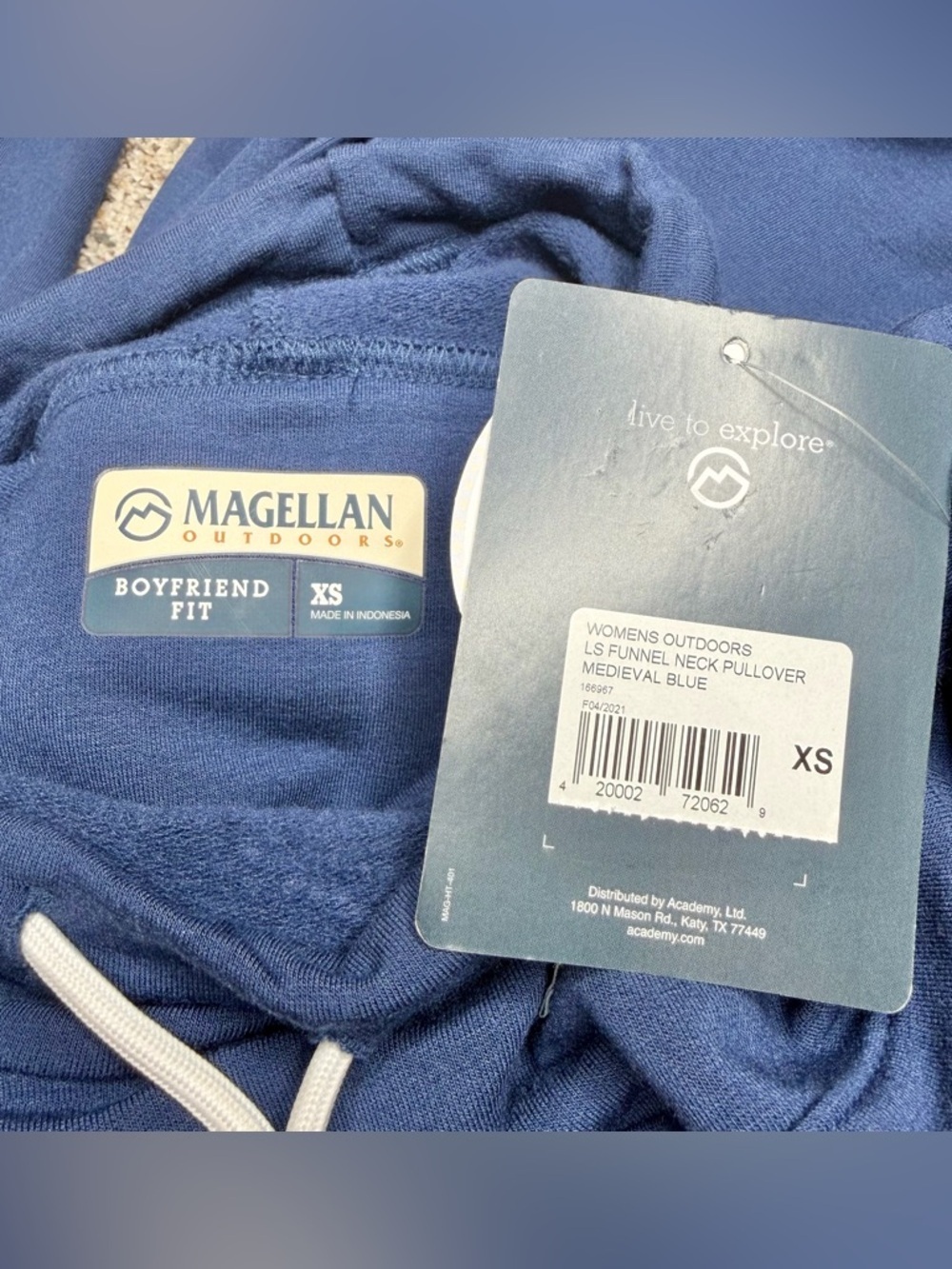 Magellan Outdoors Long Sleeve Funnel Neck Pullover Medieval Blue Extra Small NWT - Picture 7 of 12